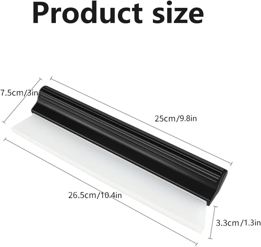 10″ Silicone Water Blade Squeegee, Quick Dry for Car Glass, Shower, & Windows