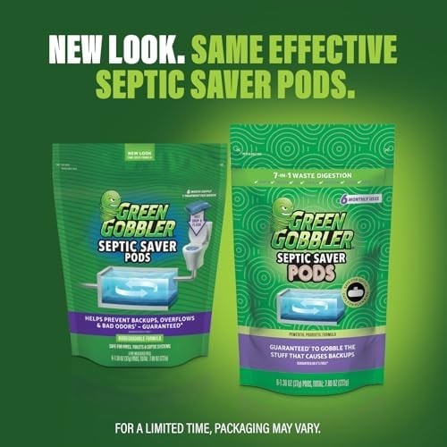 Green Gobbler Septic Tank Treatment Packets, 12 Month Supply – Natural Bacteria