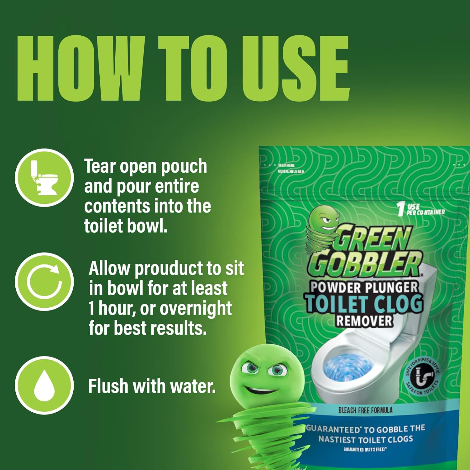 POWDER PLUNGER Toilet Bowl Clog Remover – 2 Pack Net WT 16.5 Oz