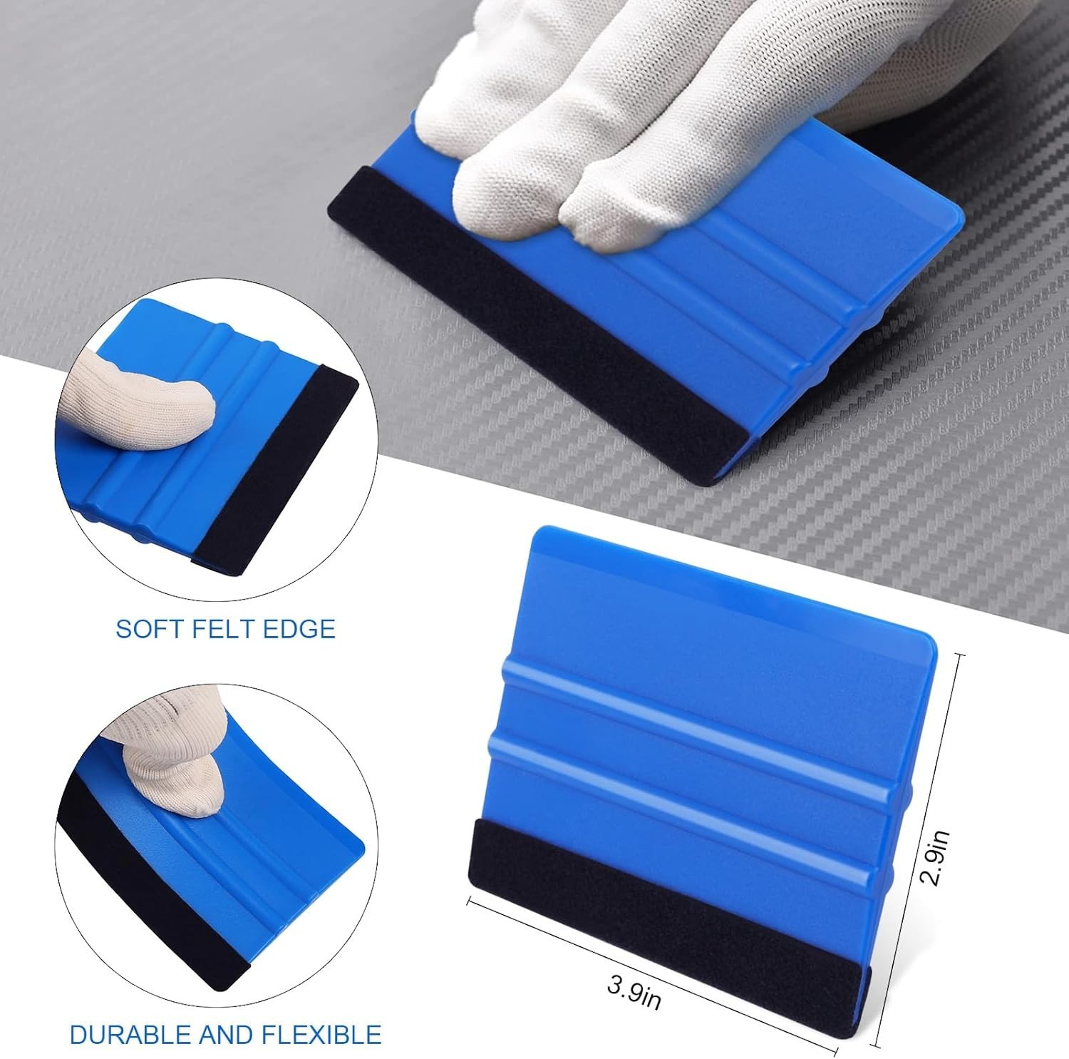 Modern Blue Felt Squeegee Kit – Scratch-Free Vinyl Application Tools, 2 Pcs