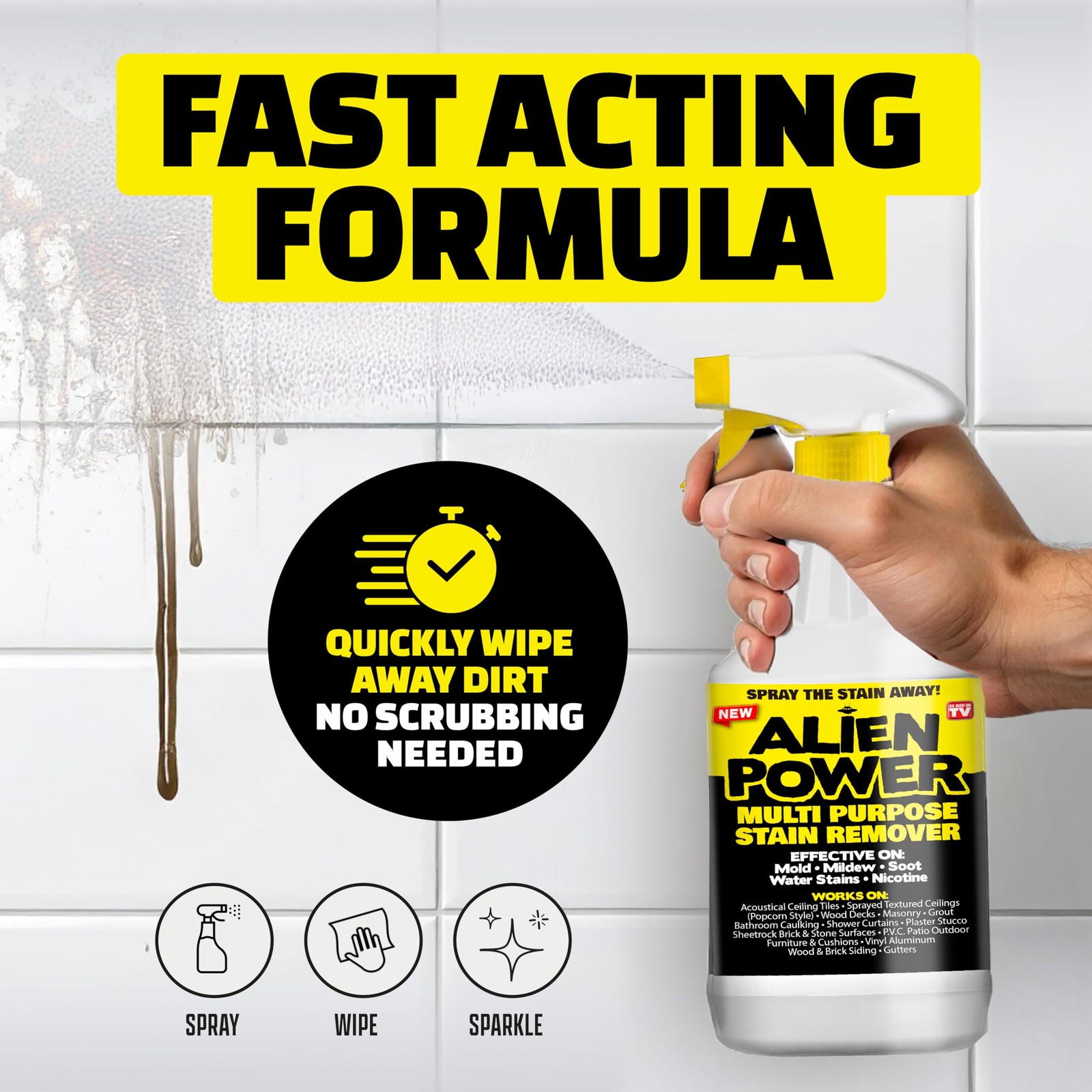 Alien Power 72 Fl Oz Instant Stain Remover Spray for Mold and Mildew and Grou…