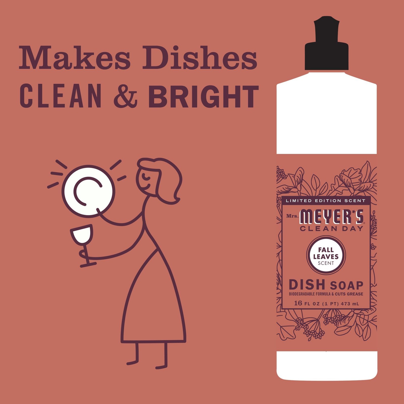 CLEAN DAY Dish Soap, Fall Leaves Scent, 16 fl oz (Pack of 3)