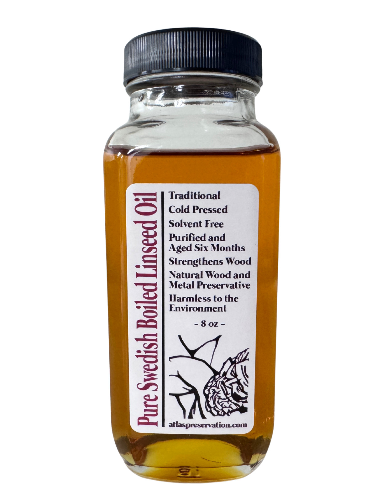 Pure Swedish Boiled Linseed Oil – 8oz Glass Jar