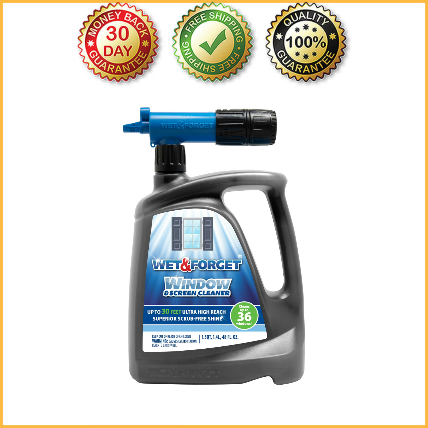 Wet & Forget Outdoor Window and Screen Cleaner Spray, 48 fl oz
