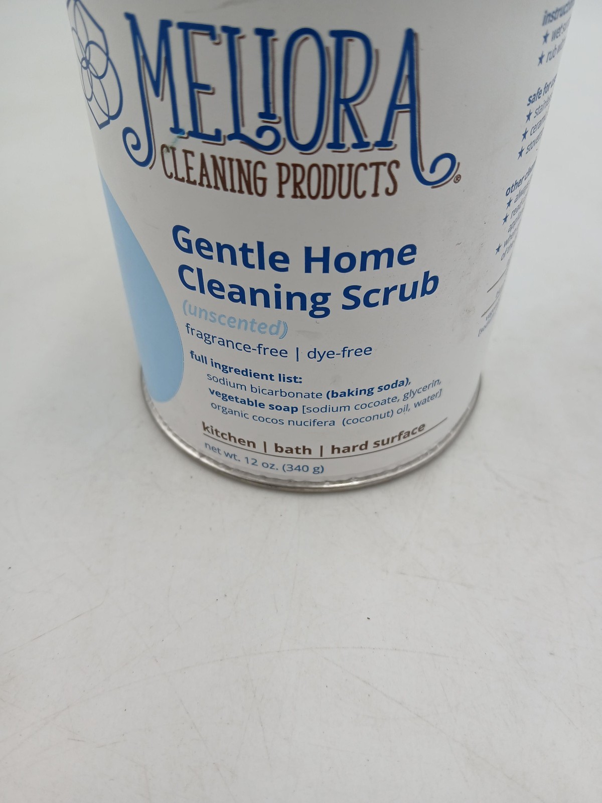 Meliora Cleaning Products Gentle Home Scrub 12oz Fragrance Free Plant Based