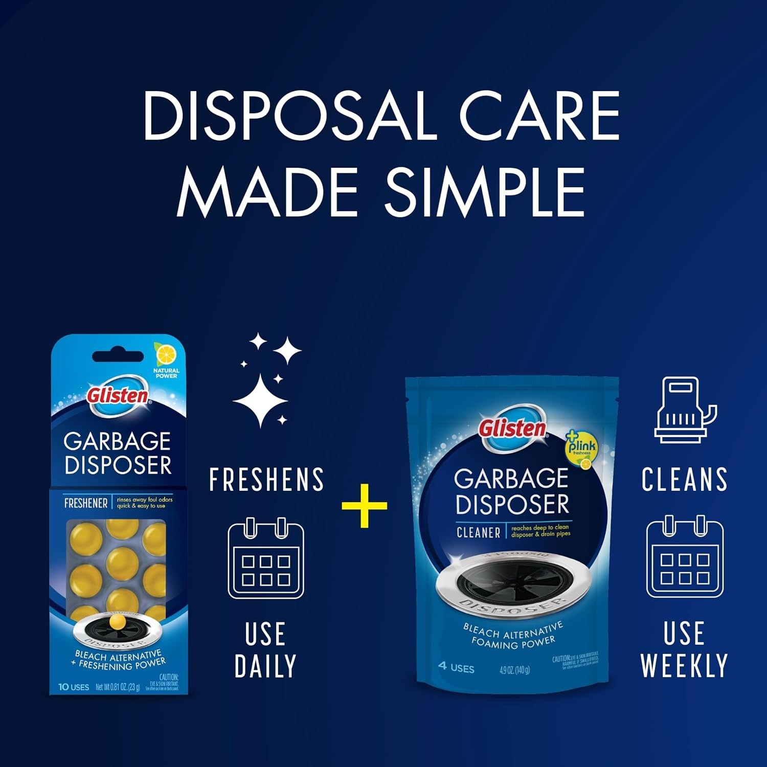 Powerful Lemon Sink Disposal Cleaner – 4 Biodegradable Foaming Packets, USA Made
