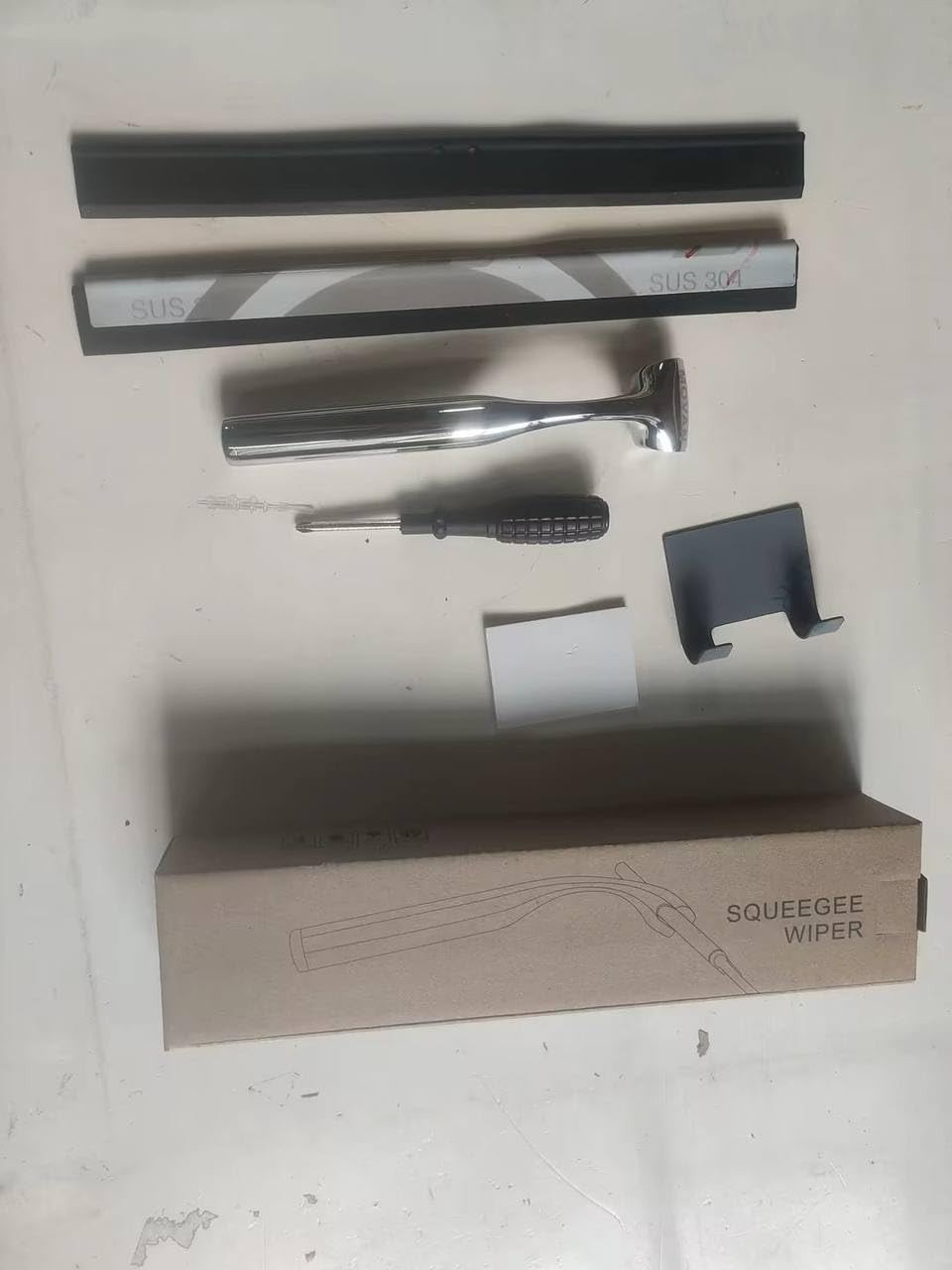 MOVAN Shower Squeegee Glass Doors W/ Replacement Silicone Blade – 304 Stainless