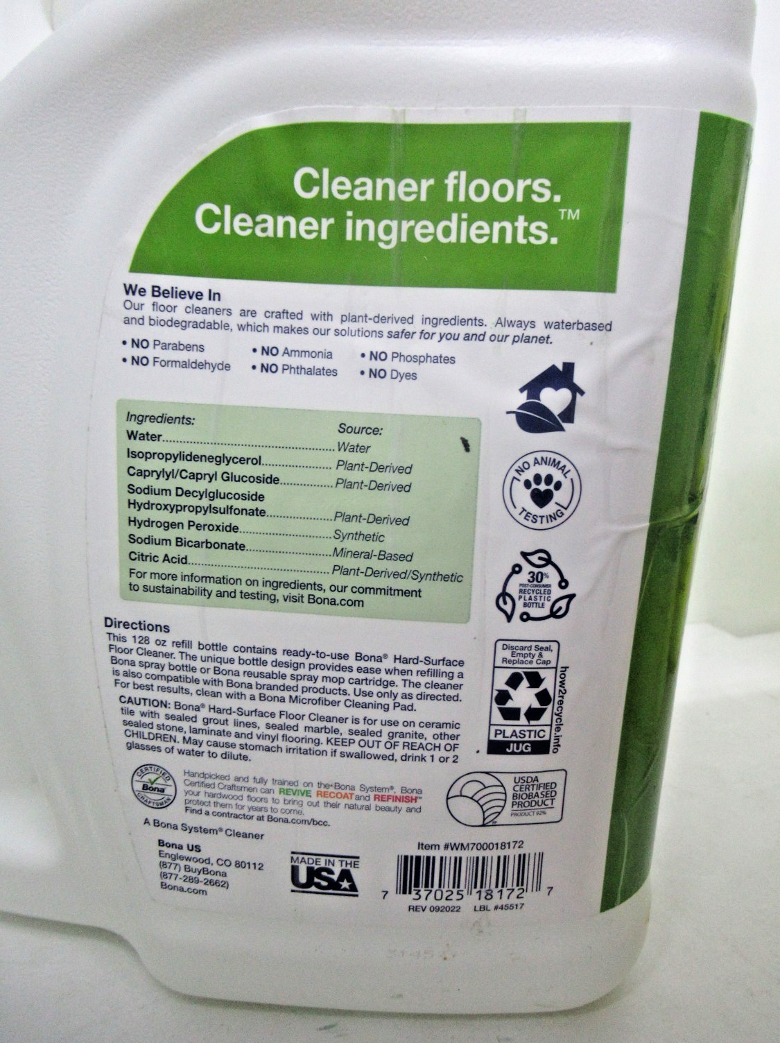 Bona Hard Surface Floor Cleaner, Ready to use Refill 128fl oz