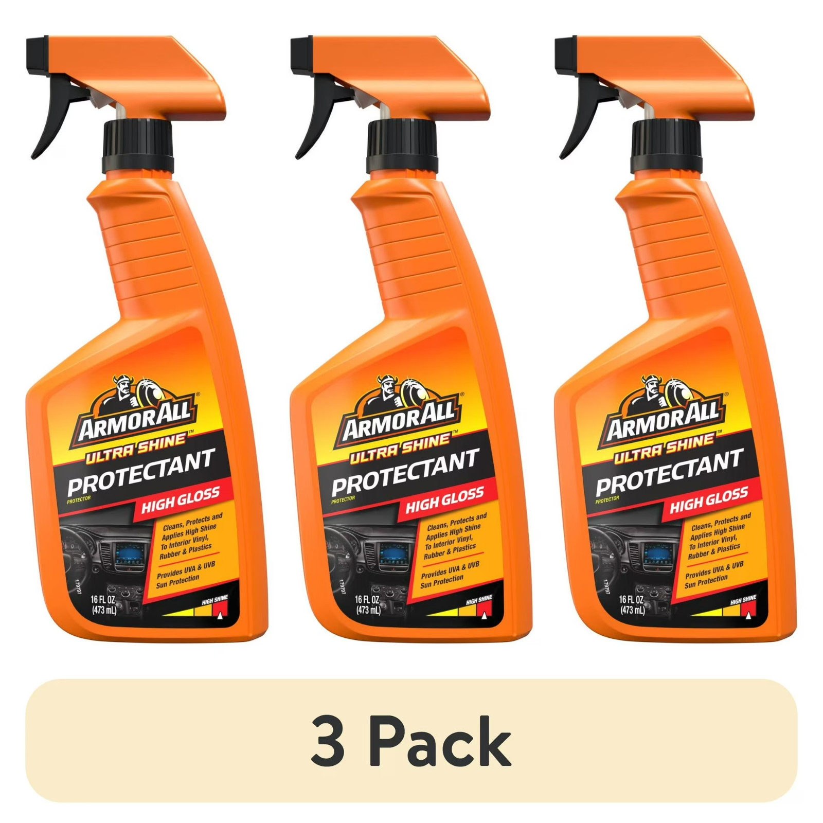(3 pack) Armor All Ultra Shine Protectant Car Cleaning Spray – 16 fl oz