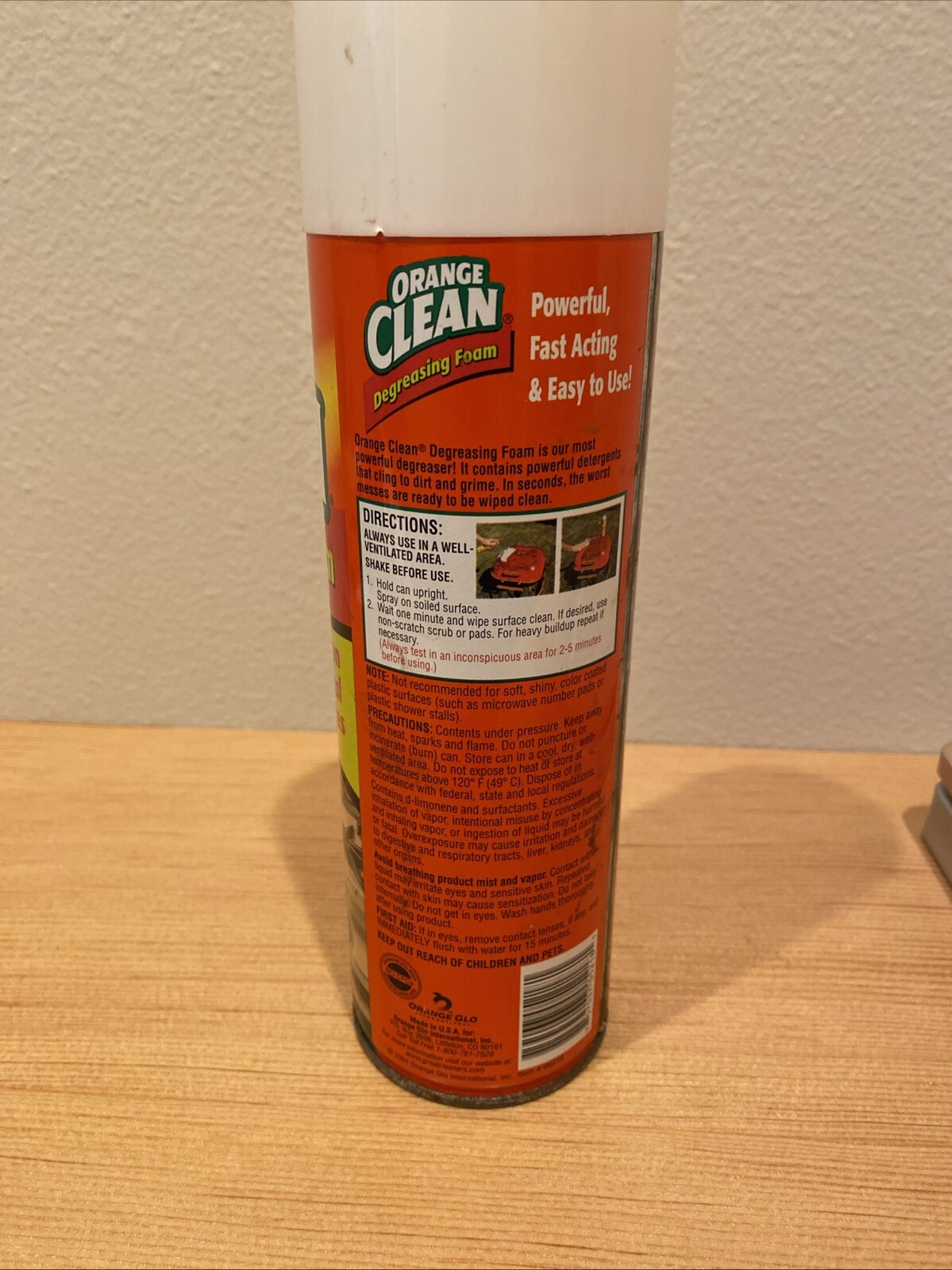 ORANGE CLEAN Degreasing Foam Orange Glo 17 oz. Spray Can Vintage Retro Cleaning