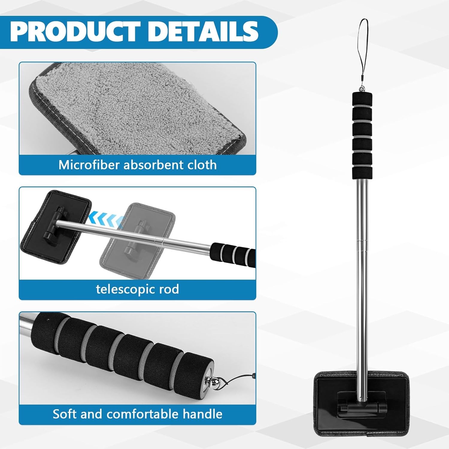 Extendable Windshield Cleaning Tool Kit Car Window Glass Wiper Cleaner Brush Pad