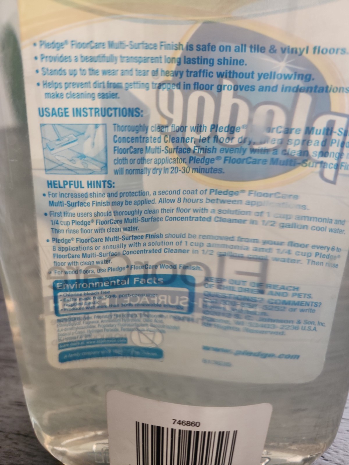 PLEDGE Floor Care Shine Protect Restore Multi Surface Finish 27 oz