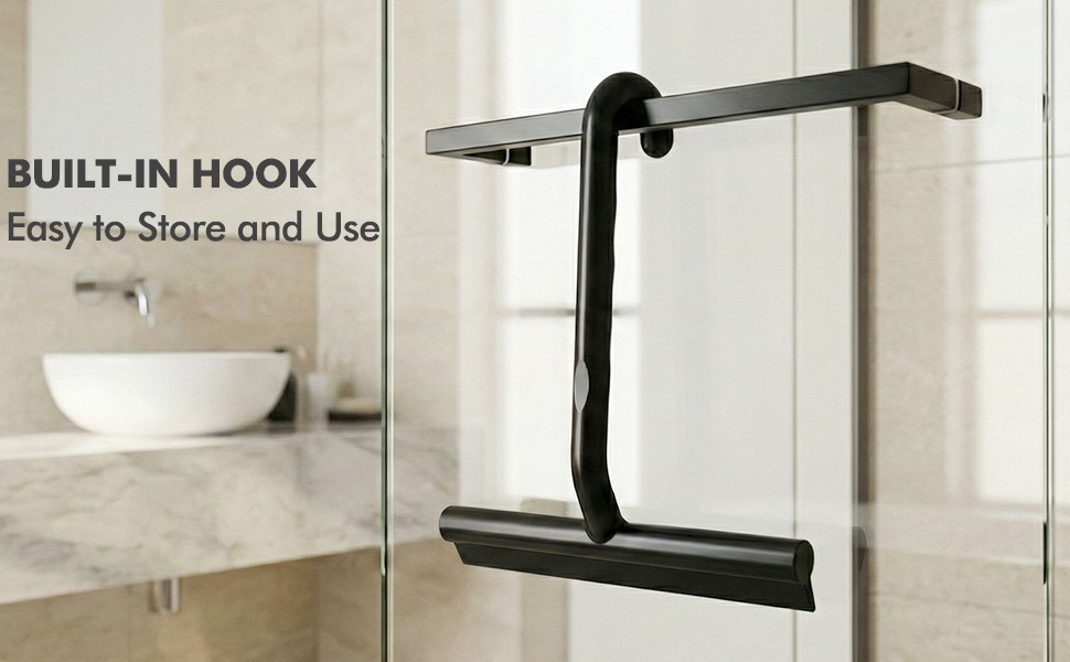 All-in-One Silicone Shower Squeegee with Built-in Large Hook, 145° Ergonomic