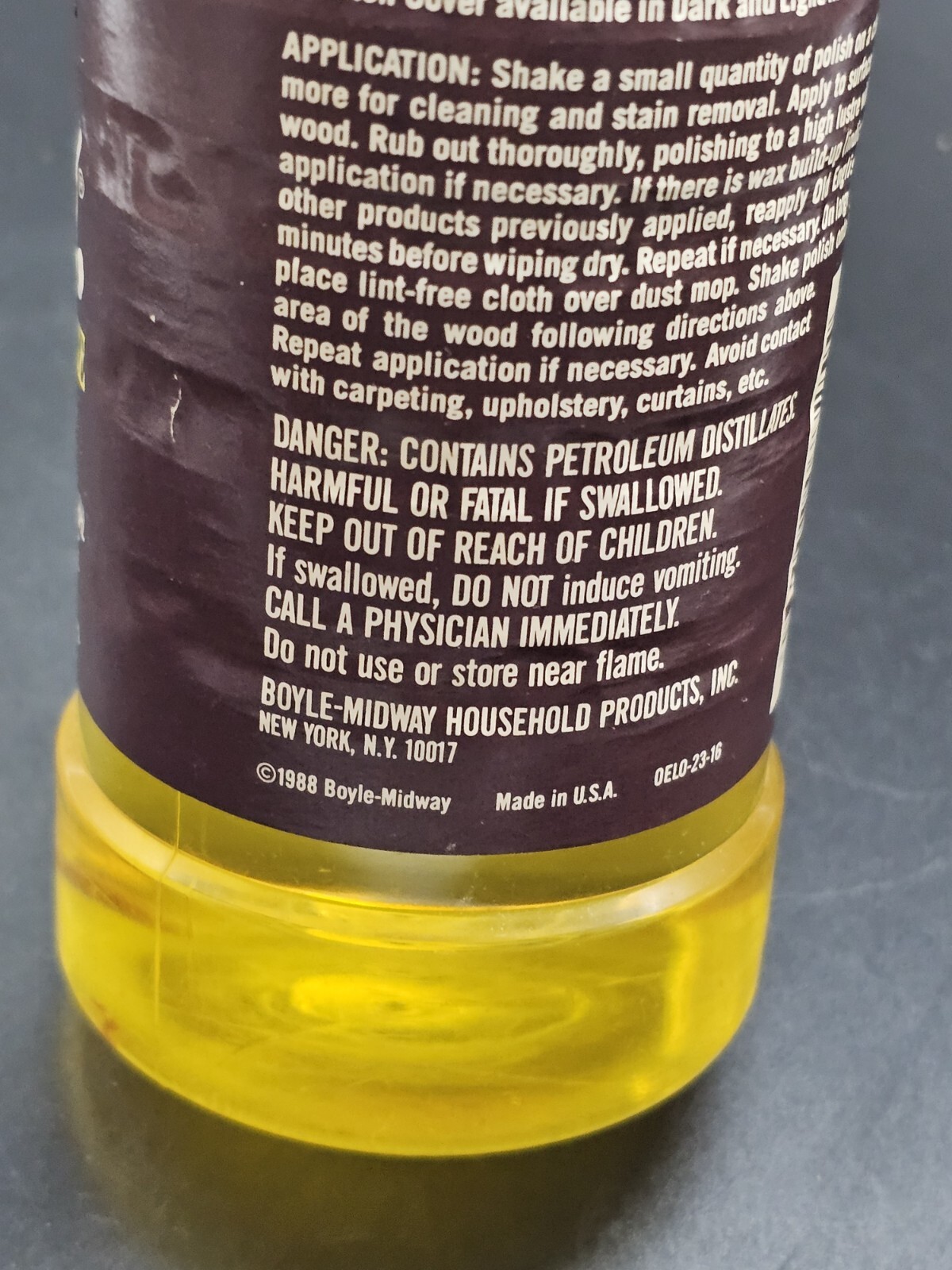 Vtg Old English Lemon Oil Furniture 1988 Polish Wood Conditioner Cleaner 16 Oz.
