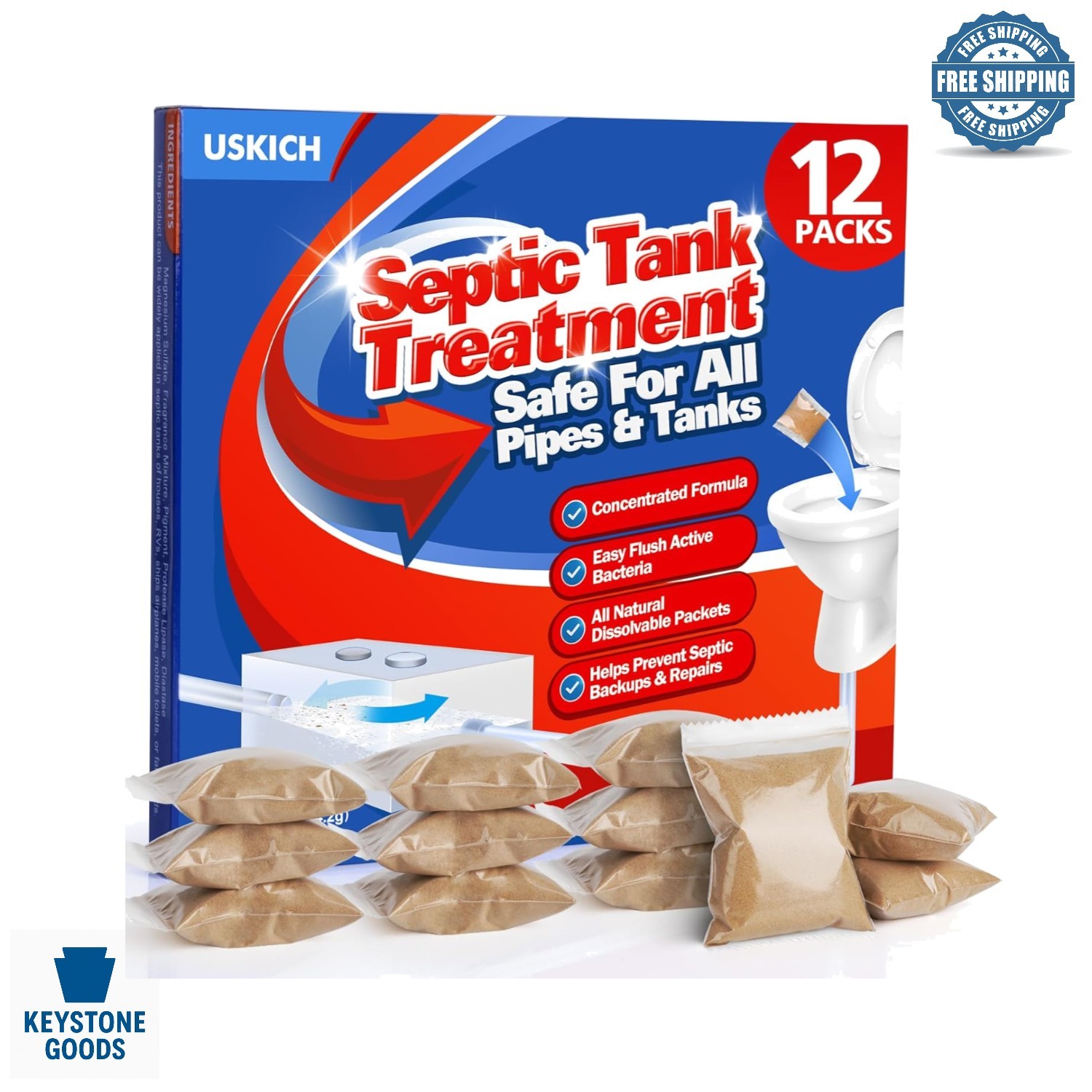 12-Pack Septic Tank Treatment for a of Odor Control & Blockage Prevention