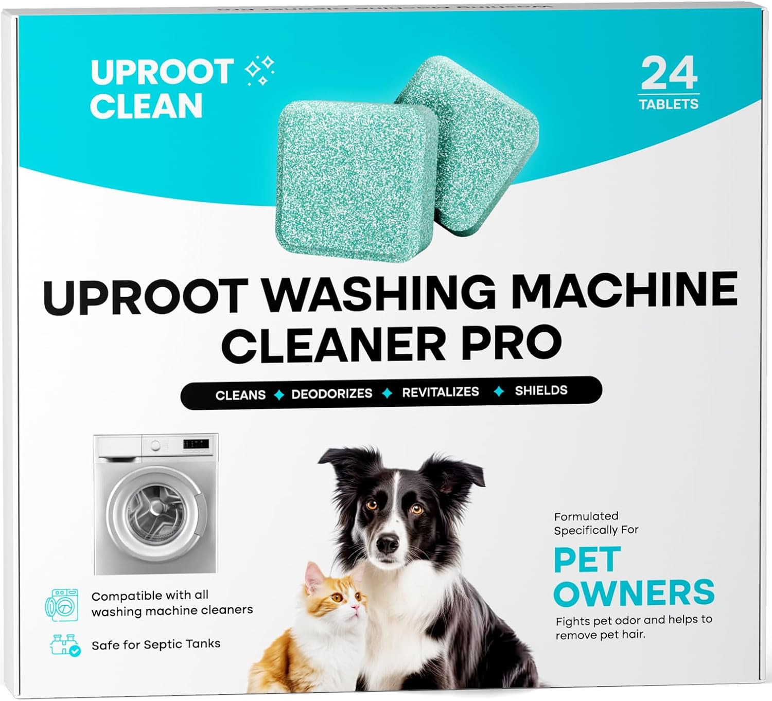 Uproot Clean Washing Machine Cleaner Tablets – 24 Pack for a 12 Month Supply. Fo