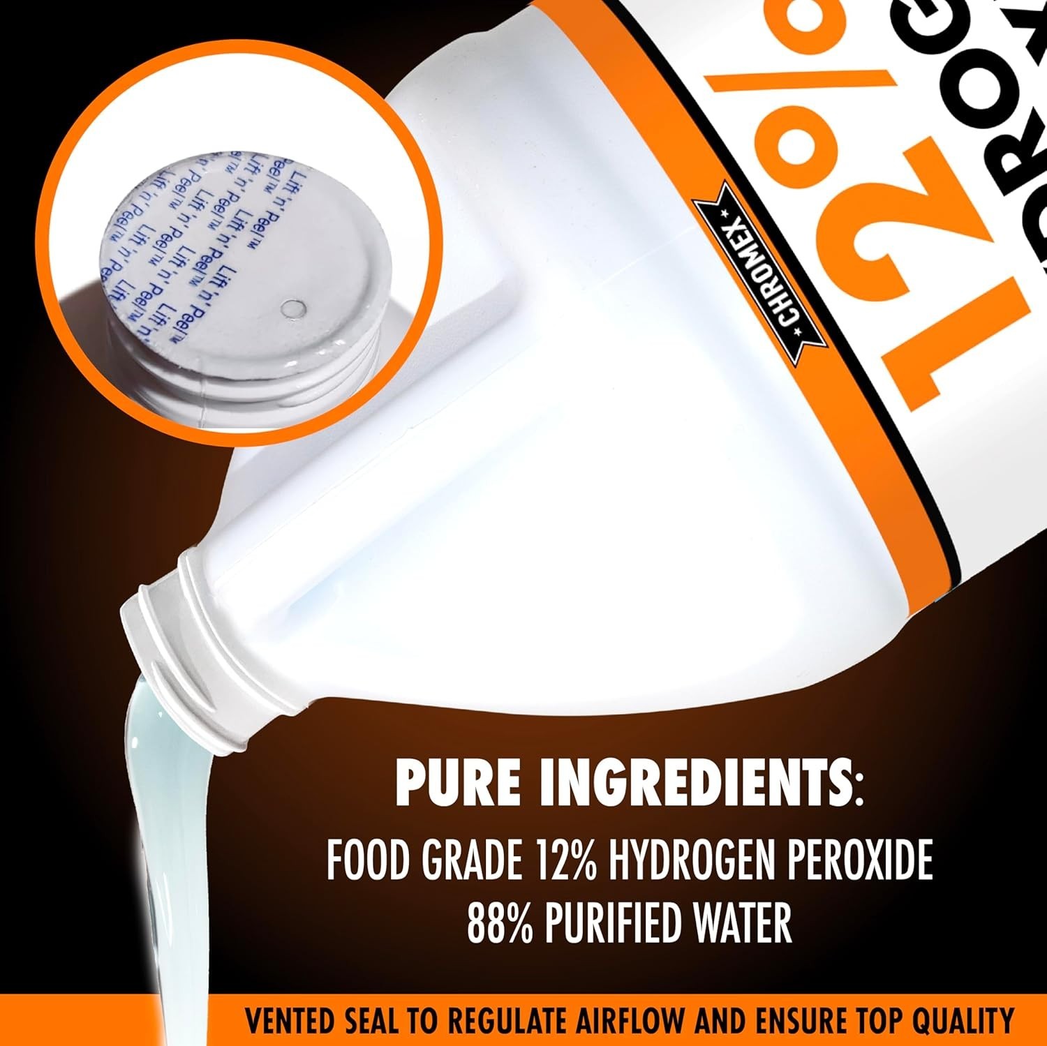 Hydrogen Peroxide 12% Food Grade, 4X Power Concentrated Solution – 1 Gallon