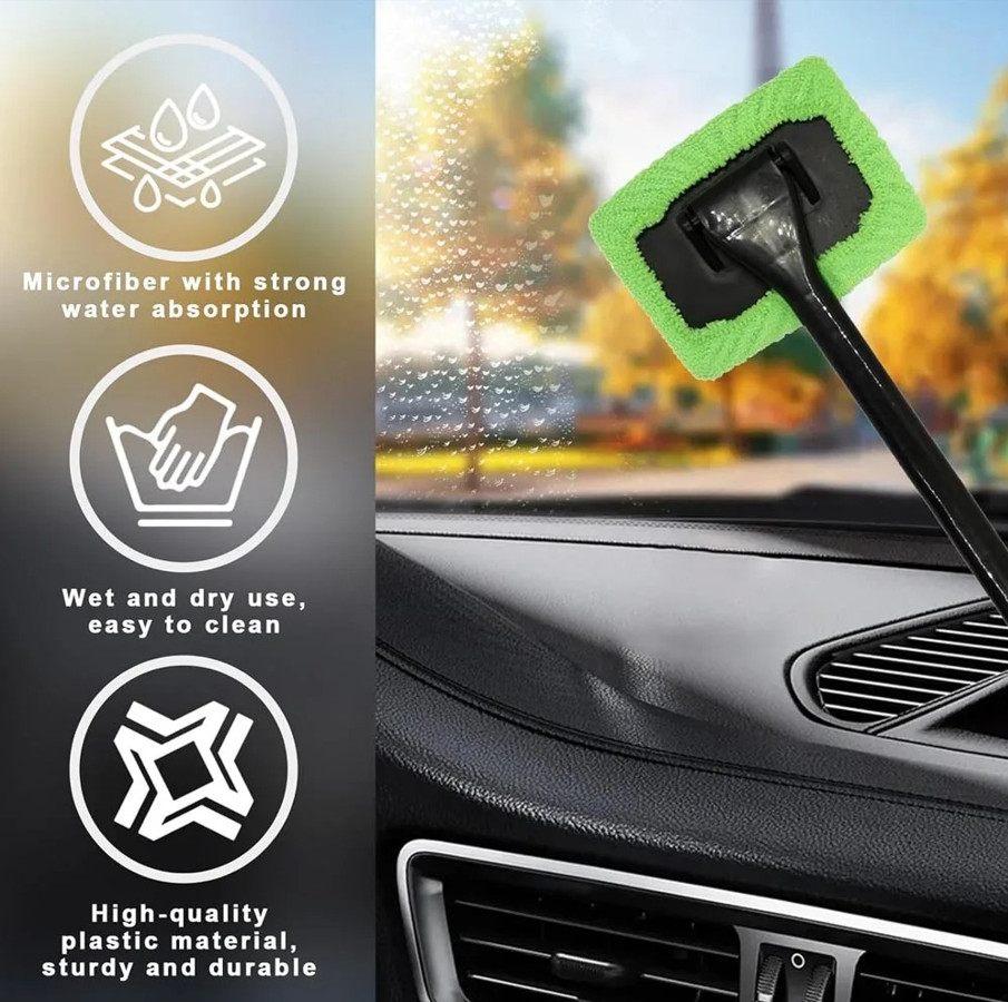 4pcs Car Window Cleaner Brush Kit Microfiber Windshield & Interior Cleaning