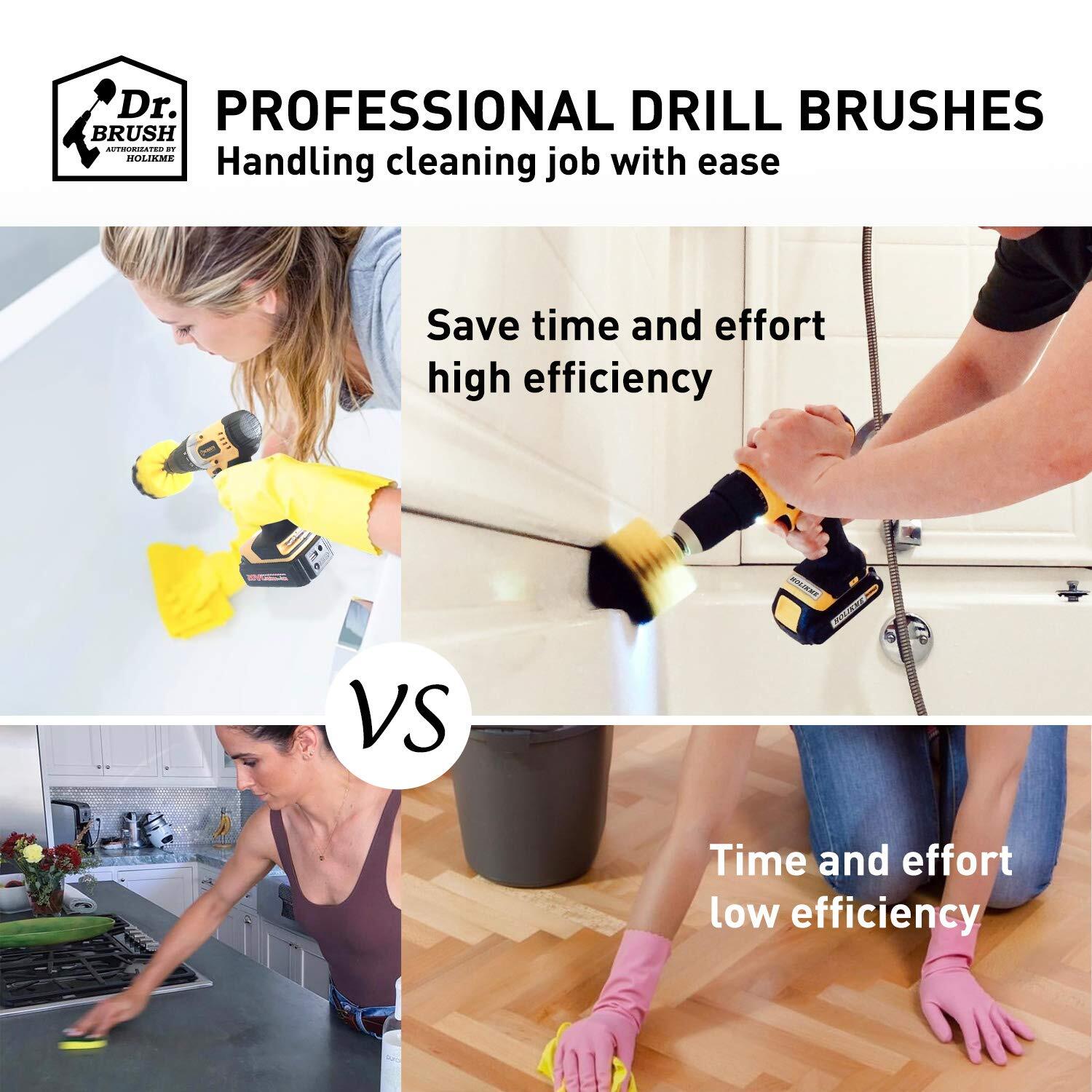 4 Pack Drill Brush Attachment Set for Grout Floor Tub Shower Tile Bathroom