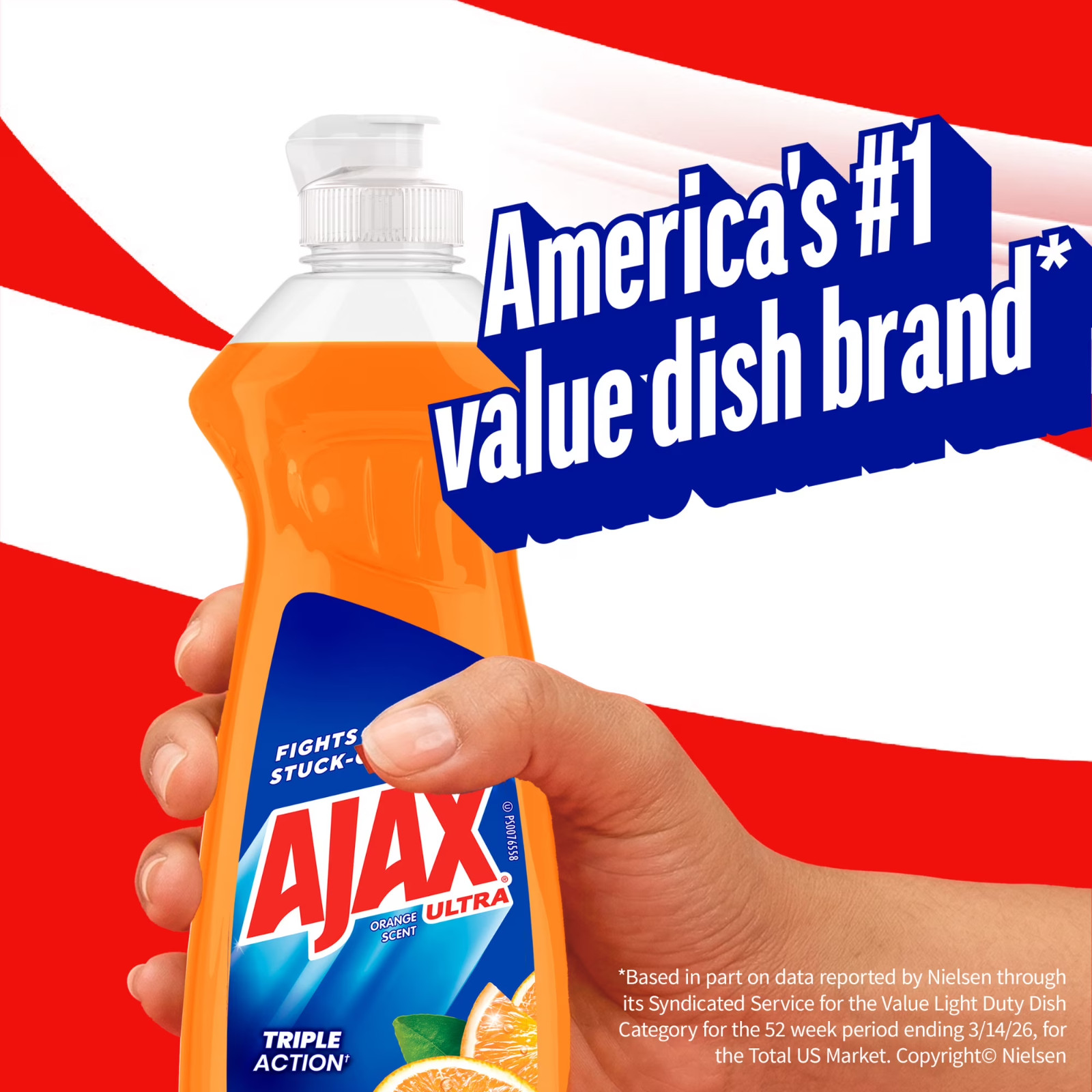 Ajax Ultra Triple Action Orange Dishwashing Liquid Soap, 12.4 fl oz