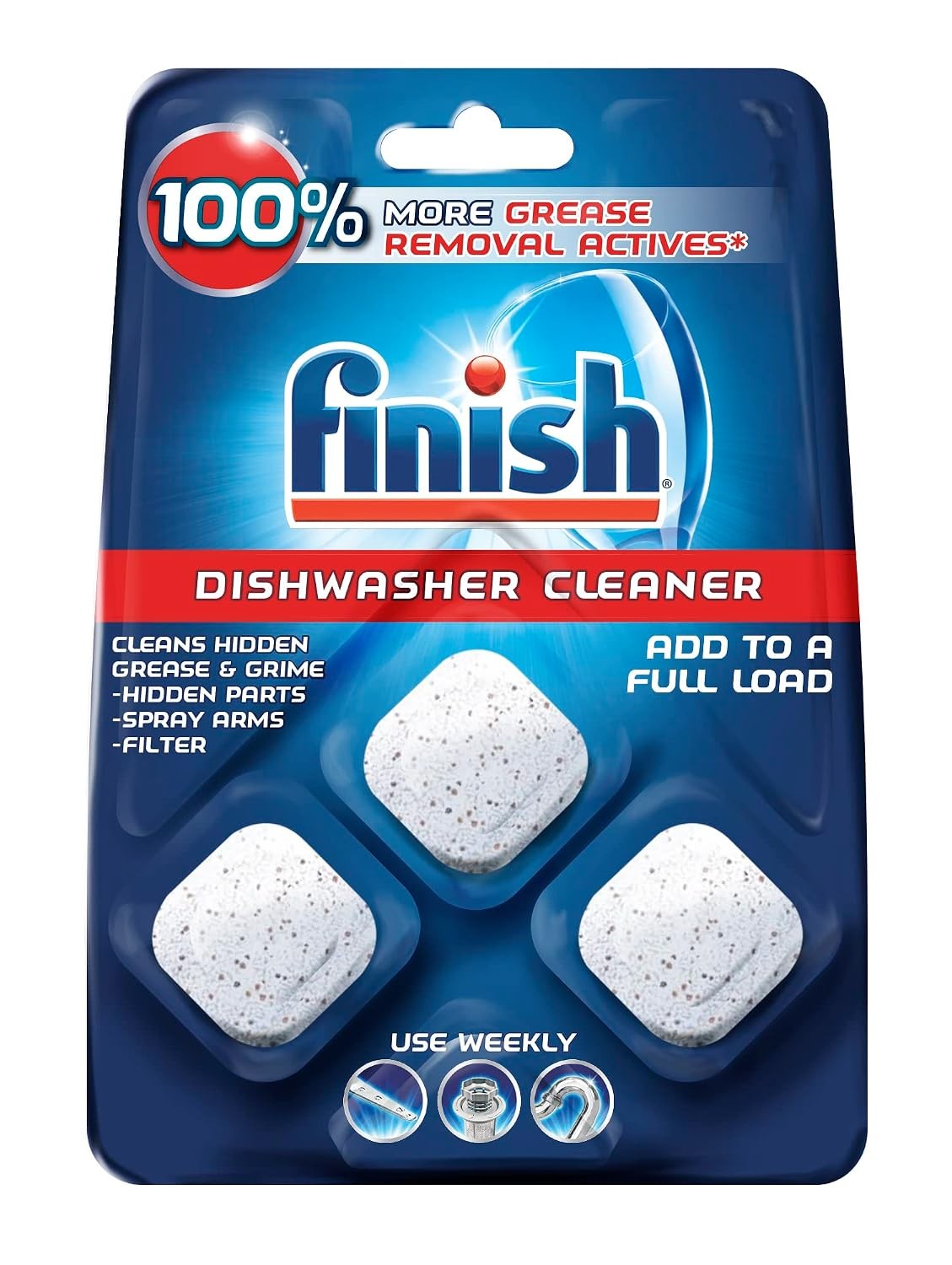In-Wash Dishwasher Cleaner for Grease and Grime, 3 ct, Hidden Grease Remover