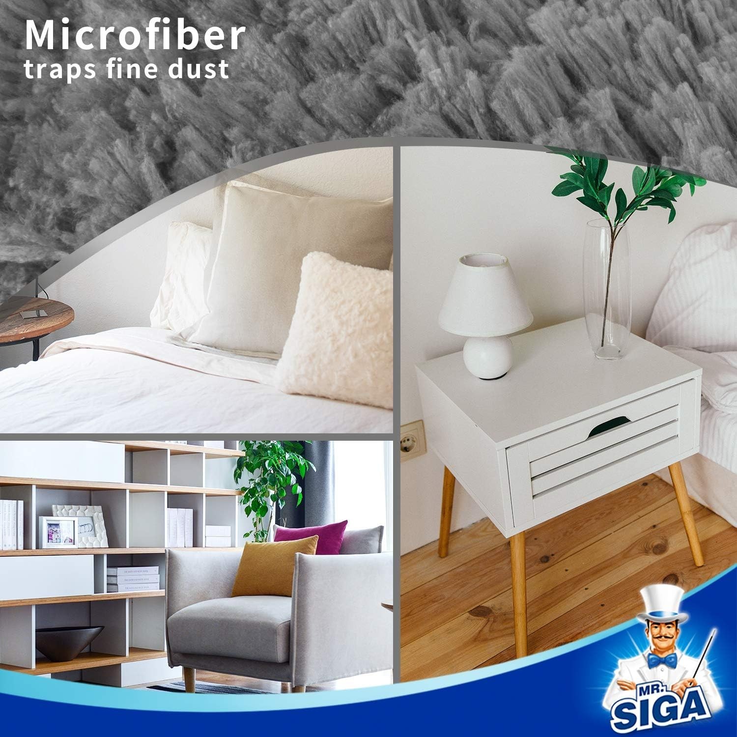 High-Performance Gray Microfiber Duster, Washable, Ideal for Modern Homes