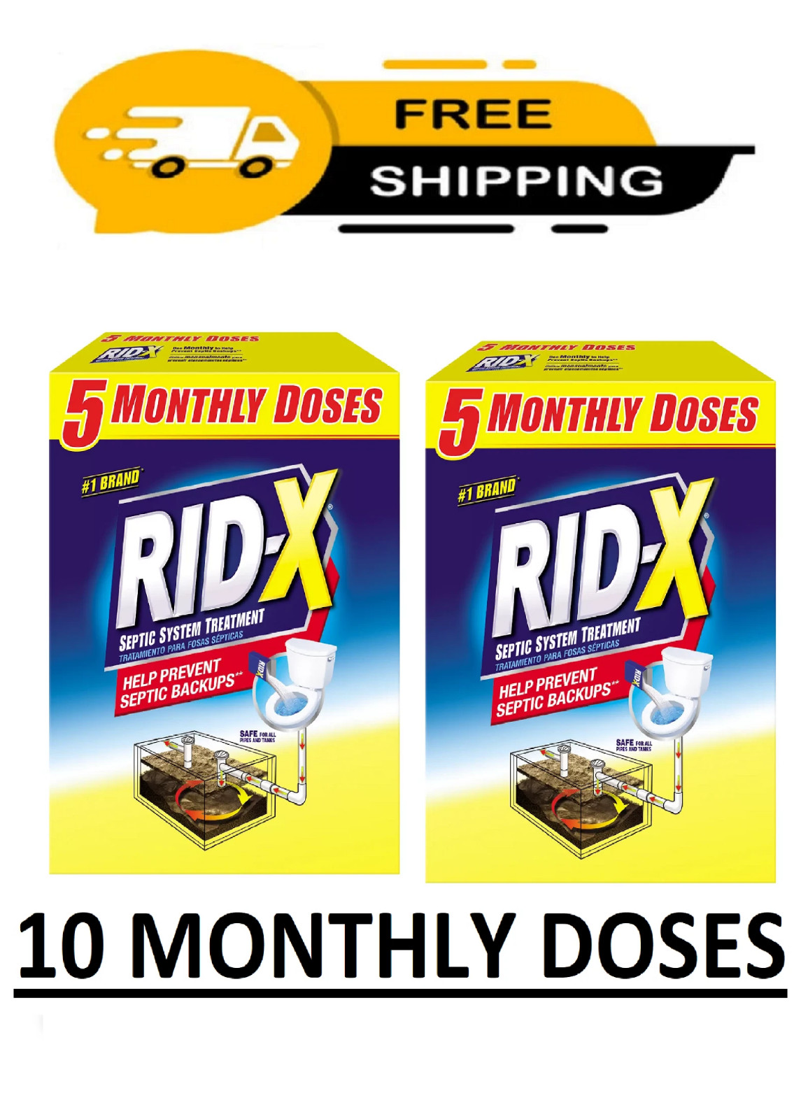 2 PACK – RID-X Septic Treatment, 5 Month Supply Powder 49 oz (Total 98 oz) Ridx