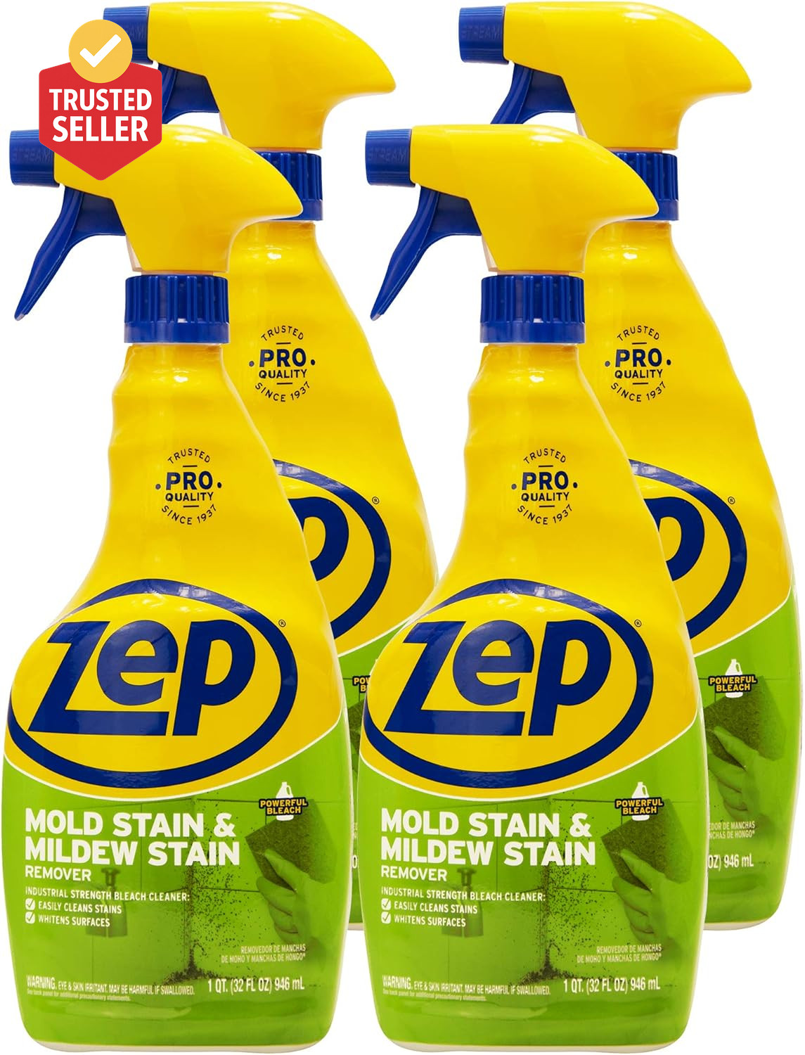 Mold Stain and Mildew Stain Remover – 32 Oz (Pack of 4) ZUMILDEW32 – Professiona
