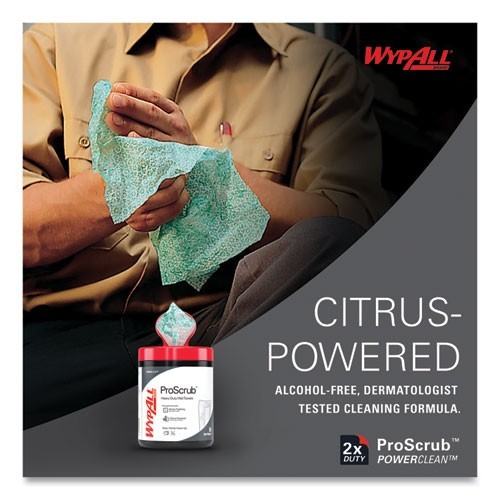 WypAll Clean ProScrub Wipes, Cloth, 9.5×12, Citrus, 75/Bucket, 6 Buckets/Carton