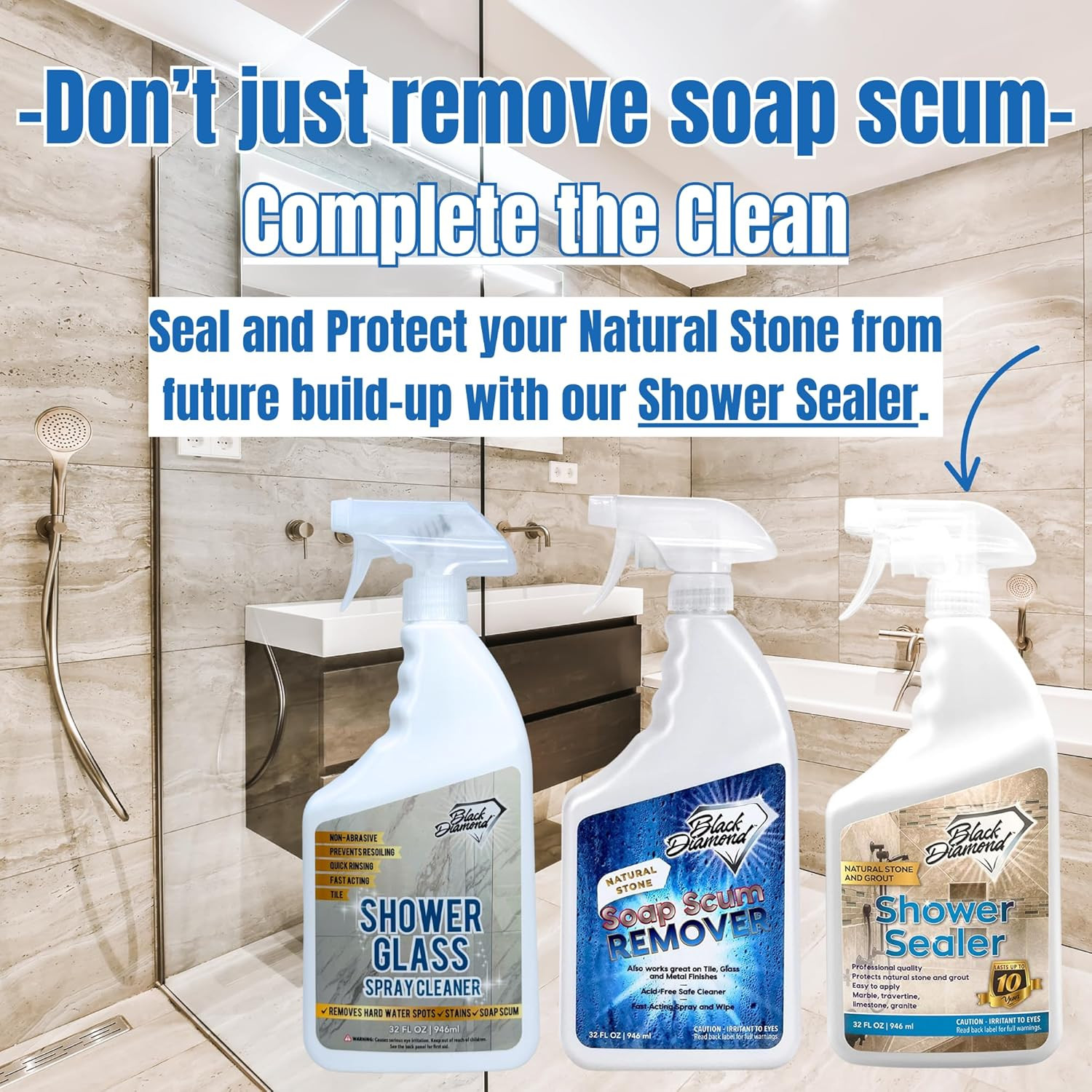 Shower Glass Cleaner – Professional Strength Shower Door & Tile Spray – Removes
