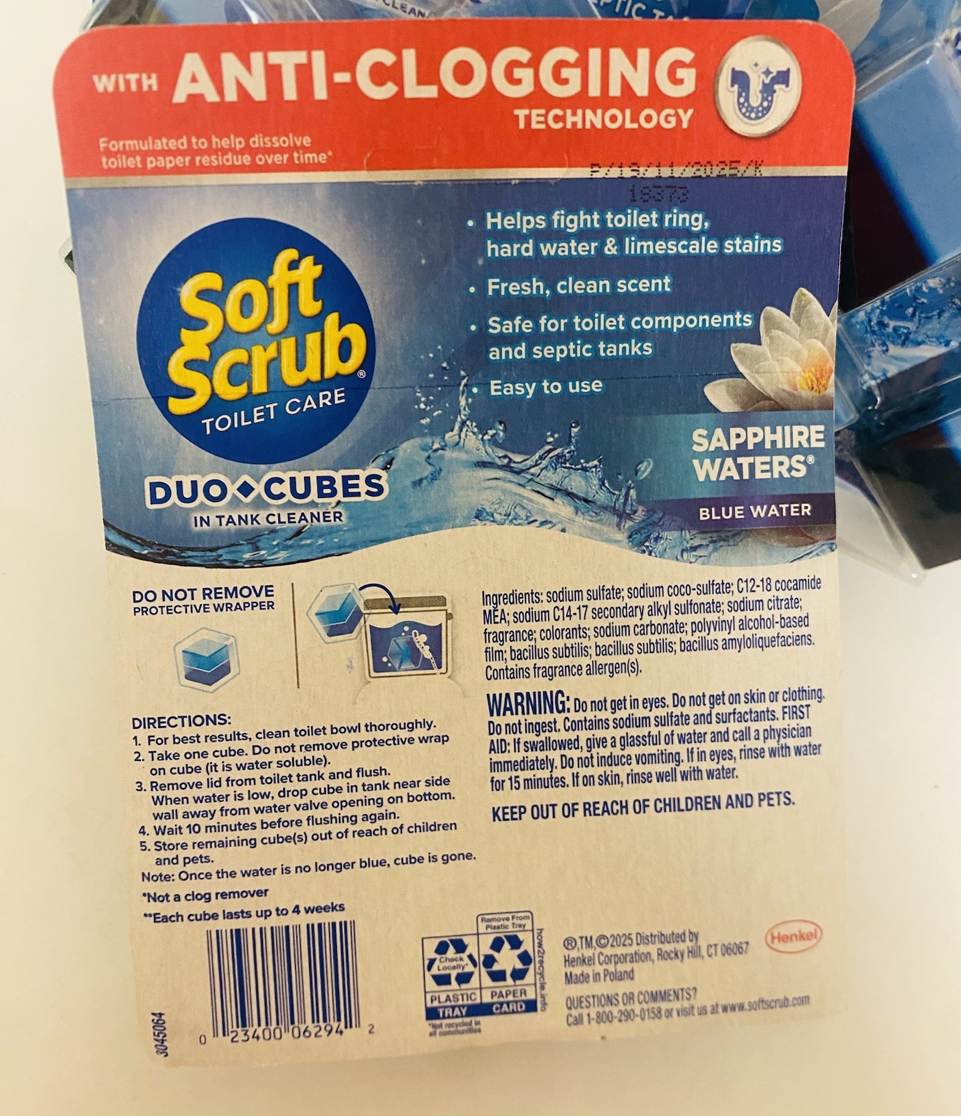 New Lot Of 4 Soft Scrub Duo Cubes In-Tank Toilet Cleaner, Sapphire Waters 4ct