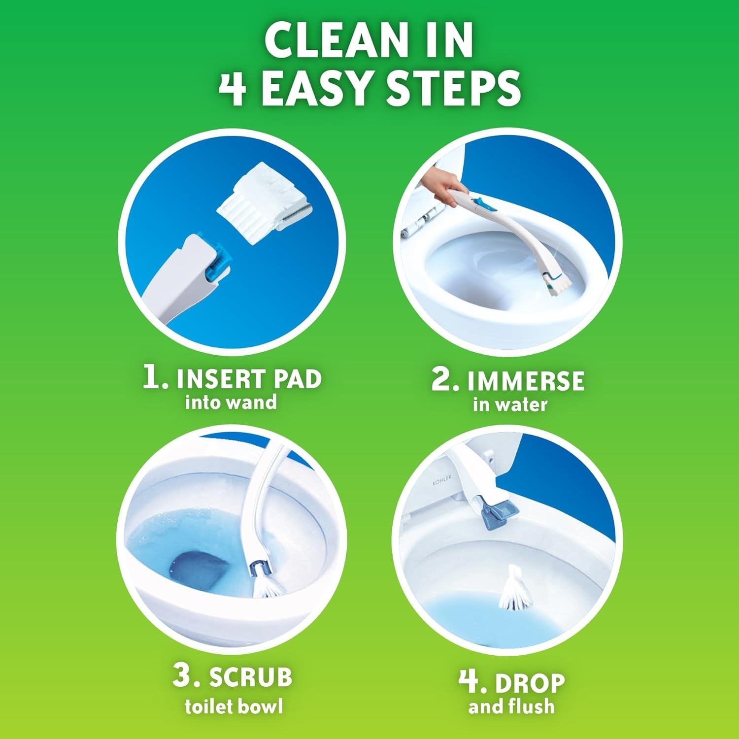 Scrubbing Bubbles Flushable Toilet Bowl Wand Cleaner Refills Fresh Brush 20CT1PK
