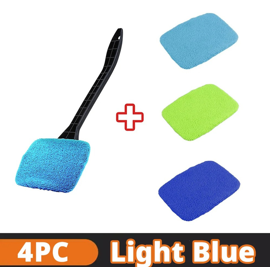 4pcs Car Window Cleaner Brush Kit Microfiber Windshield & Interior Cleaning