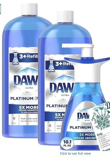 Dawn Ultra Platinum Dishwashing Liquid Soap – Fresh Rapids Scent – Pack of 3