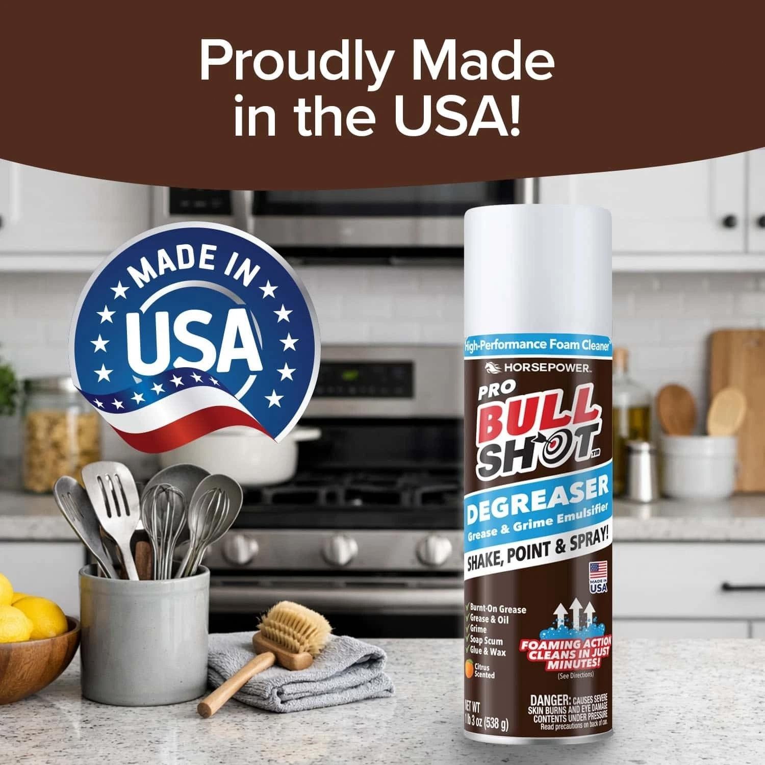 Bull Shot Degreaser Pro Foaming Grime Remover Spray Made in USA……..