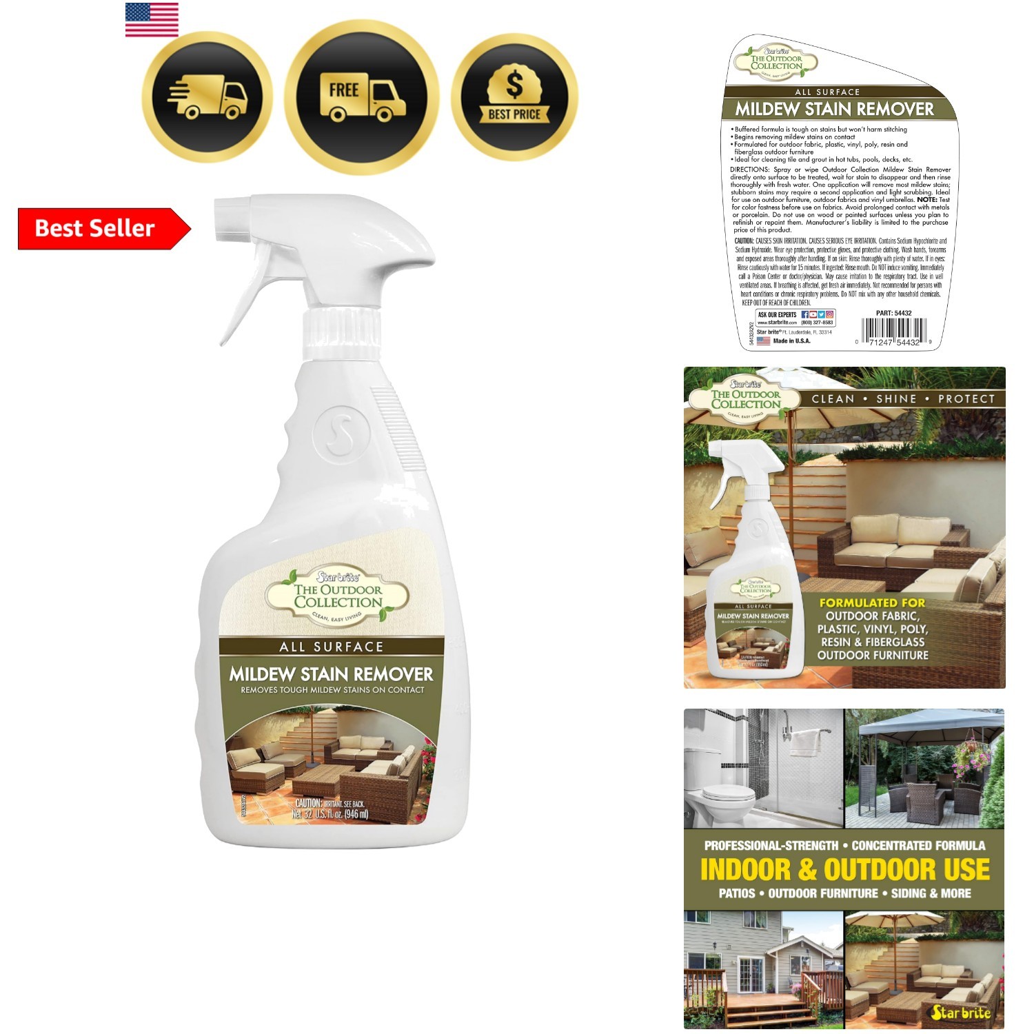 Outdoor Collection All Surface Mold Stain & Mildew Stain Remover Spray – Clea…