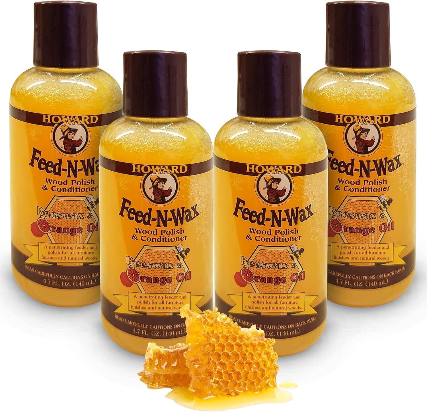 Howard Feed N Wax 4.7 oz Beeswax 4-Pack – Preserve and Protect your Wood