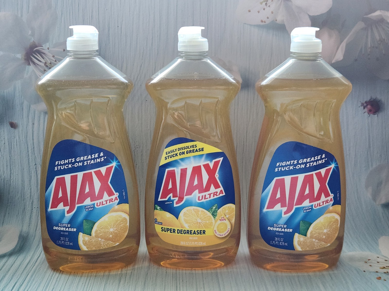 3× Ajax Ultra Super Degreaser Dishwashing Liquid Dish Soap, Lemon Scent, 28 oz