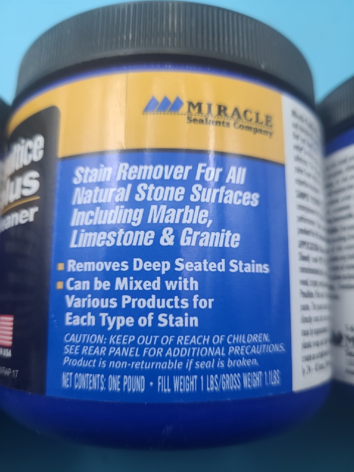 3-Pack MIRACLE Poultice Plus Stone Cleaner & Stain Remover Each Jar 1 Lb.
