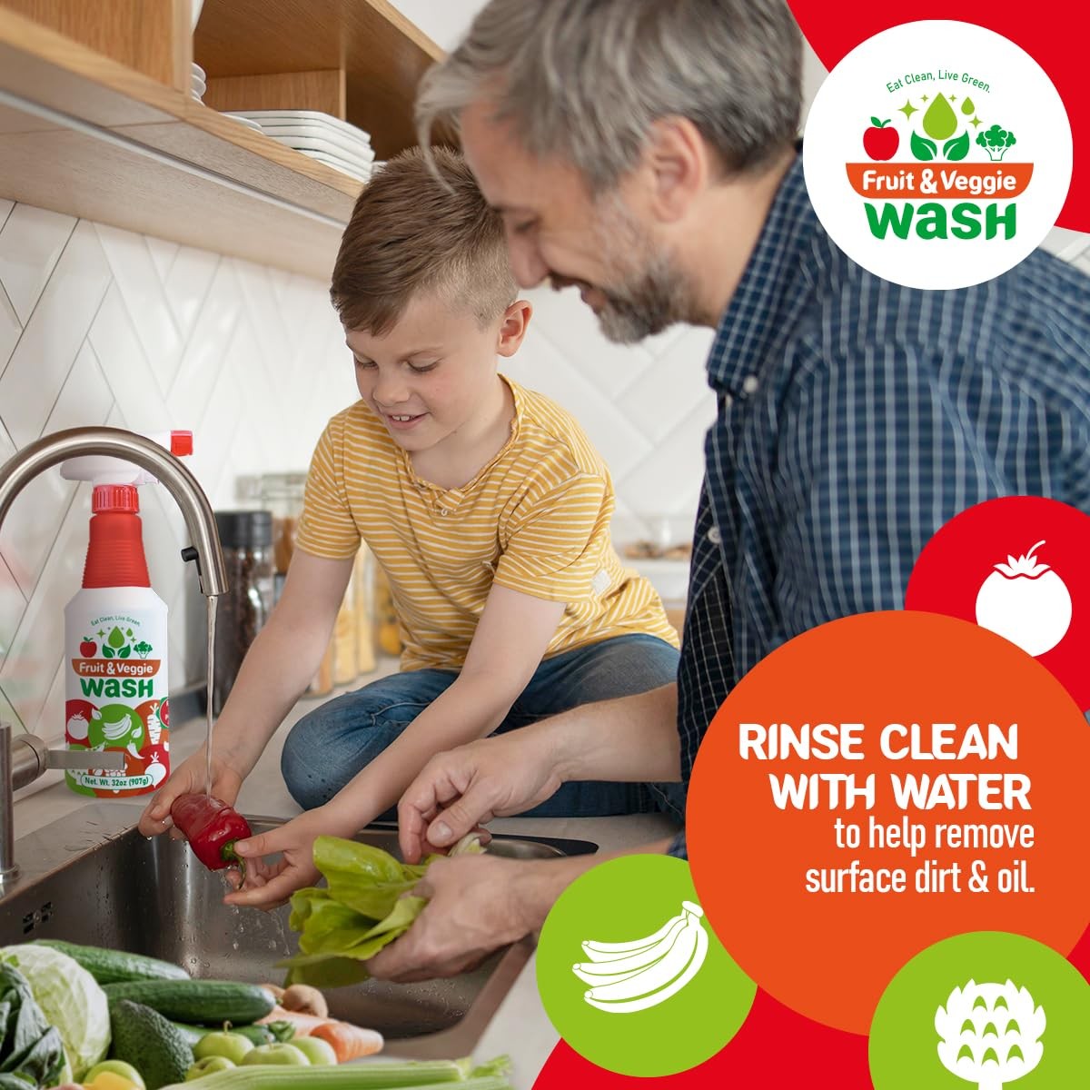 Fruit & Veggie Wash – Produce Cleaner Spray 32 fl oz | Removes Waxes & Harmfu…