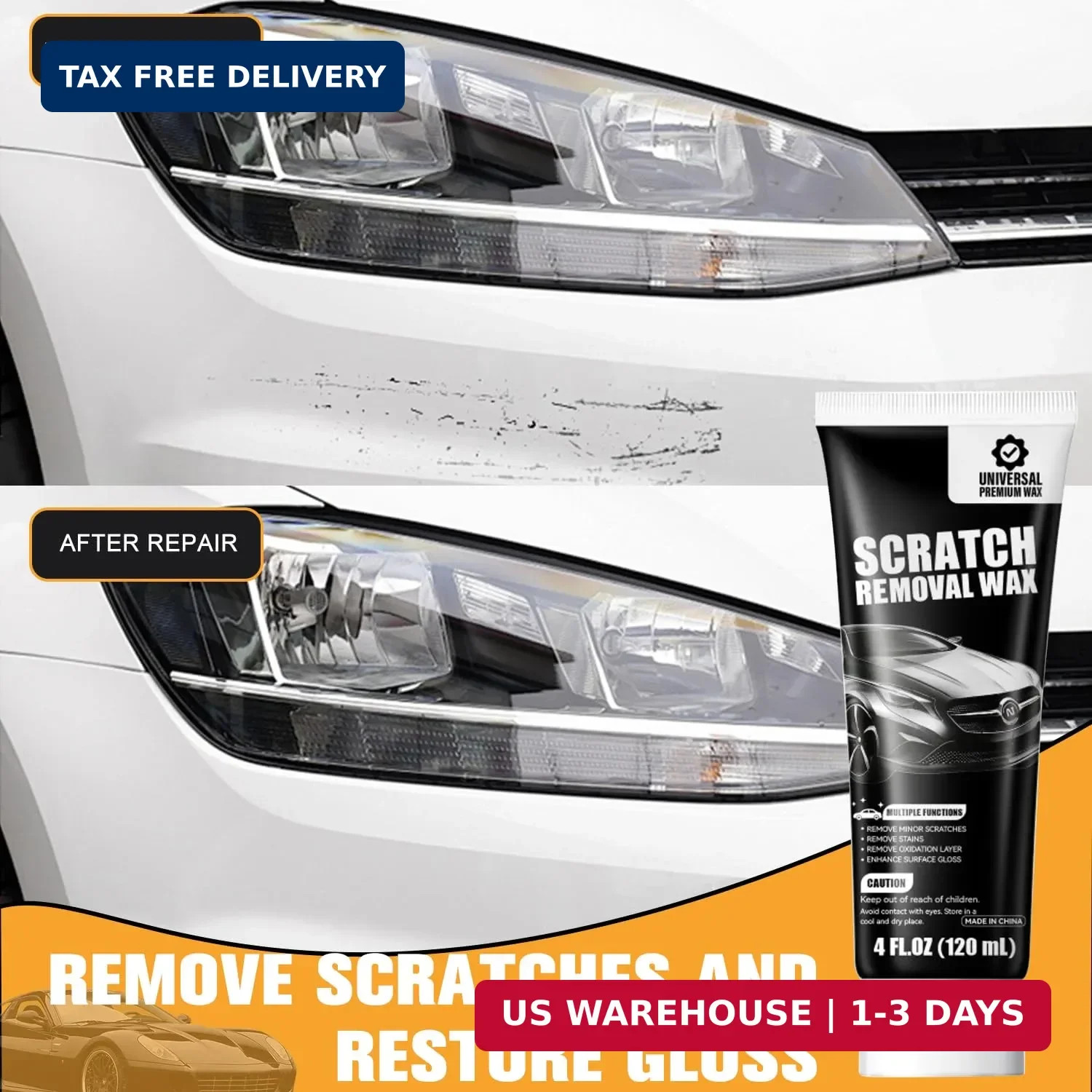 2Pcs Car Scratch Remover Wax, Universal Premium Polishing Compound for Deep Scra