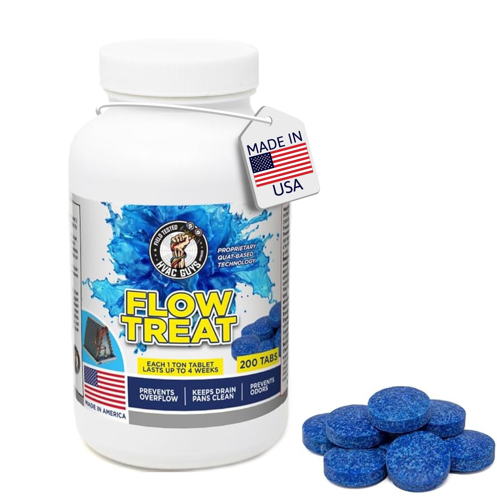 200 Tablets Flow Treat AC Drain Line Cleaner Prevents Odors Pan Clean Overflow