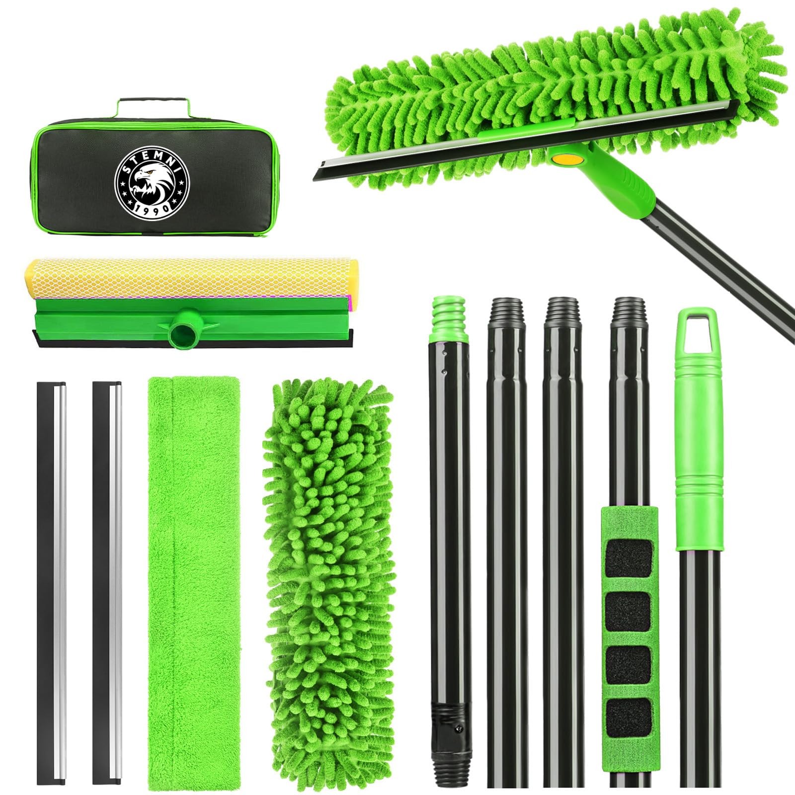 4-in-1 Window Cleaning Kit with Storage Bag, 79” Window Squeegee Cleaner Too…