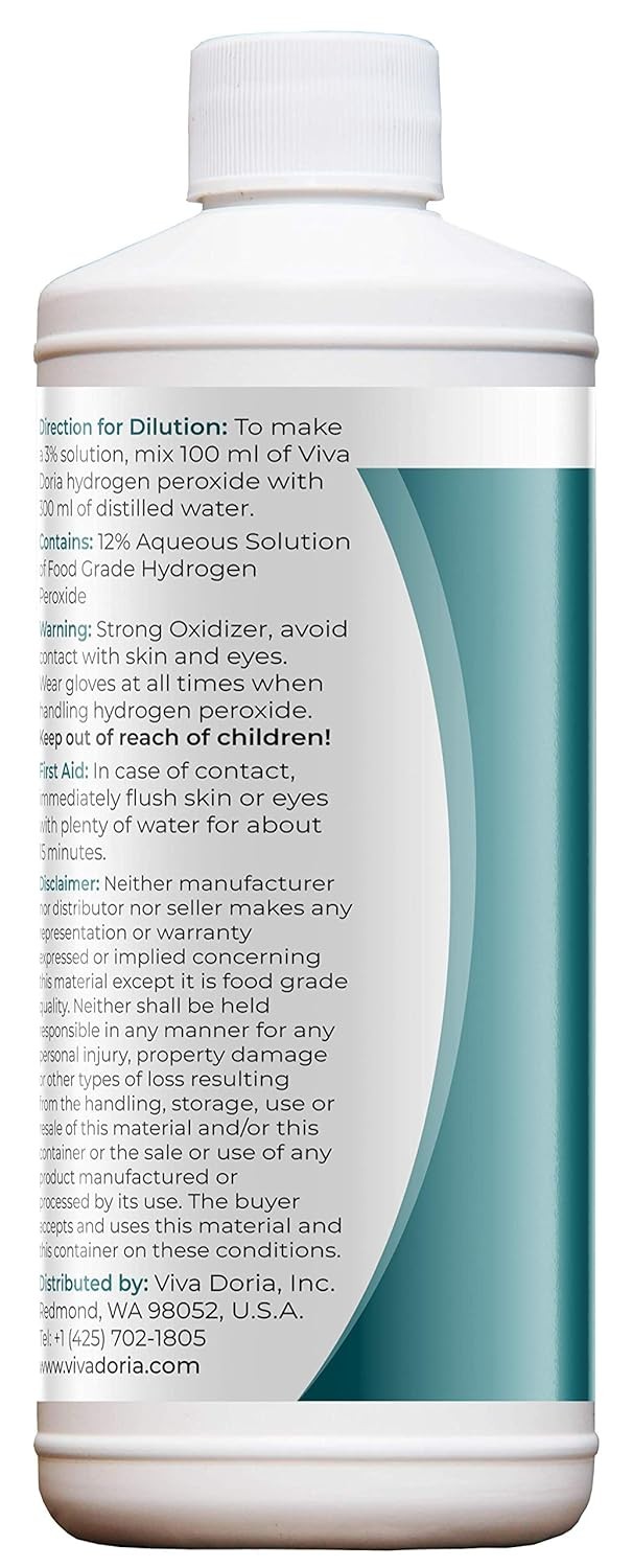 Viva Doria Hydrogen Peroxide 12 Percent Aqueous Solution – Food Grade, 16 Fl Oz