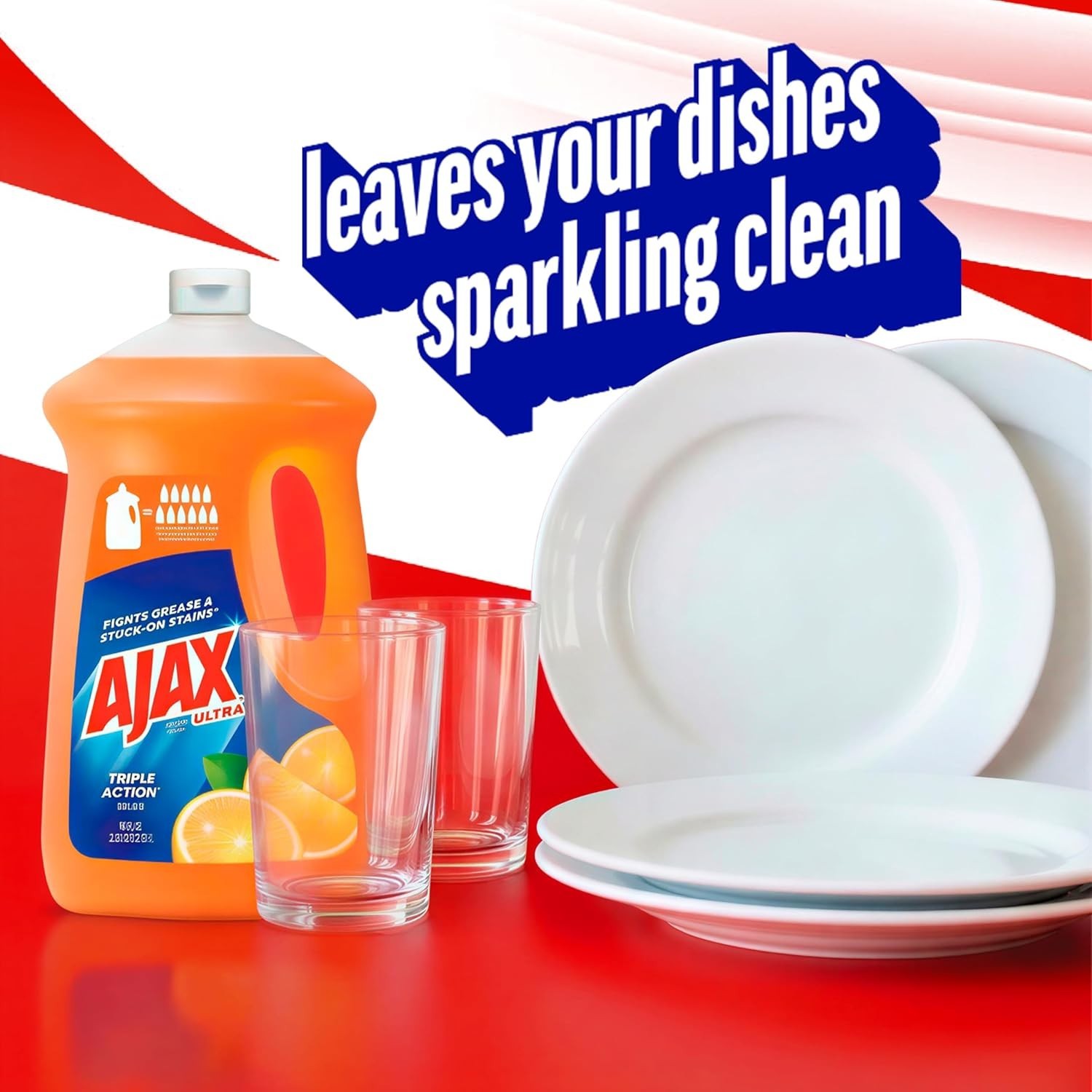 1pk Ajax Ultra Triple Action, Dishwashing Liquid Dish Soap, Orange 90 fl oz