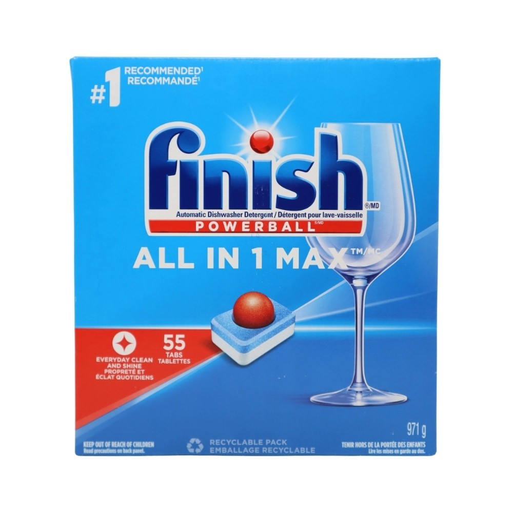 Finish Powerball All-in-1 Max Automatic Dishwasher Detergent, 55 Count