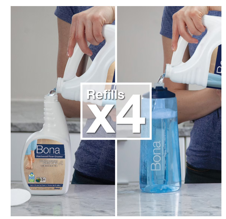 Bona Hardwood Floor Cleaning Solution Refill, Unscented, 128 fl oz…..