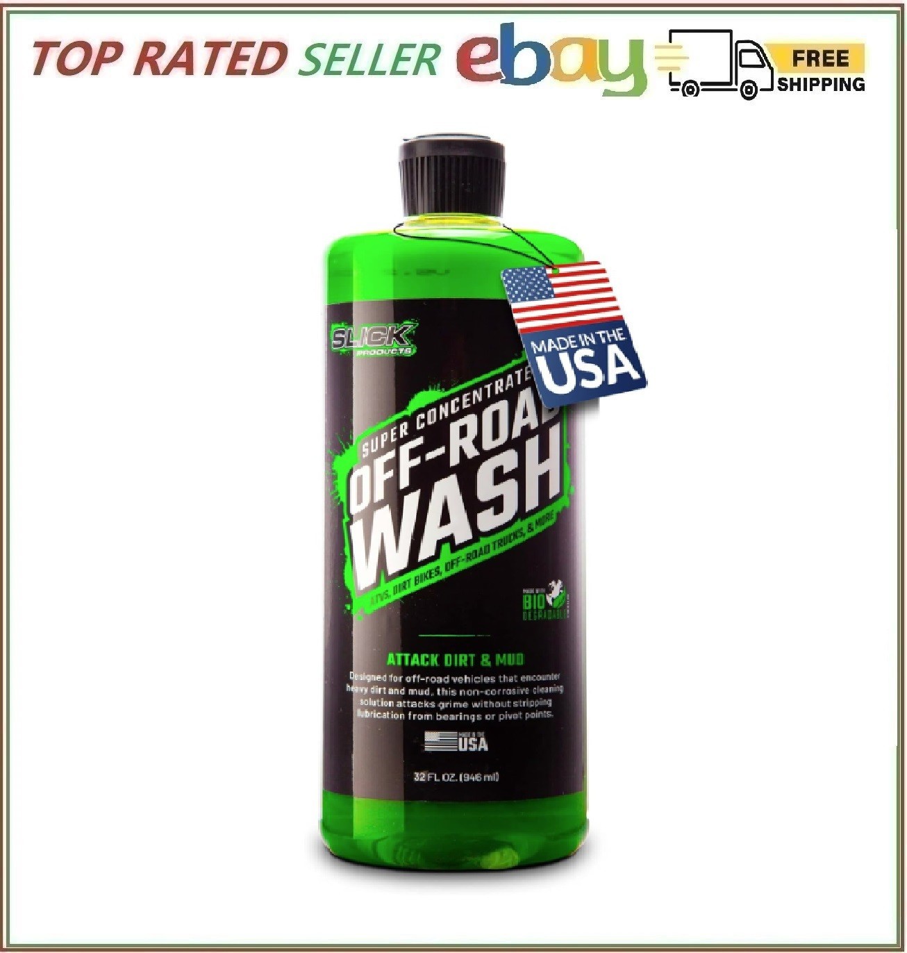 Slick Off-Road Wash Foam Cleaner 32oz for Dirt Bikes UTVs Trucks