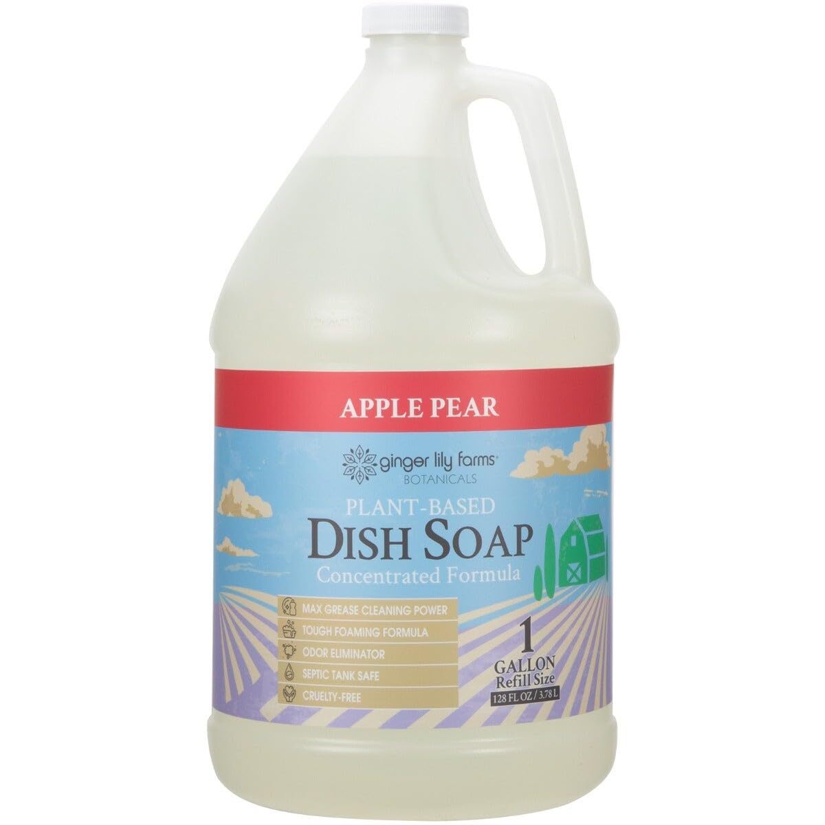 Ginger Lily Farms 128 Fl Oz Plant Based Dish Soap Maximum Grease Cleaning Power