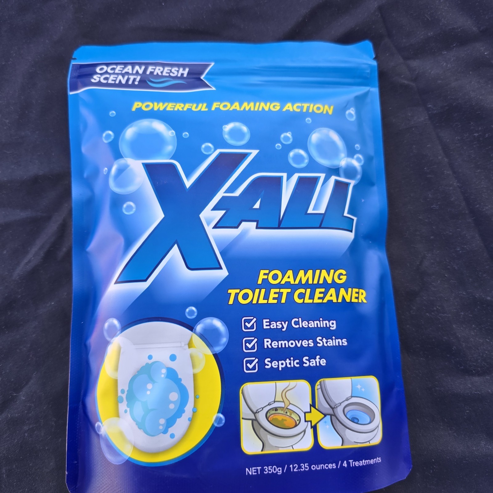 X-ALL Foaming Toilet Bowl Cleaner, Self-Activating Powder for Easy Cleaning